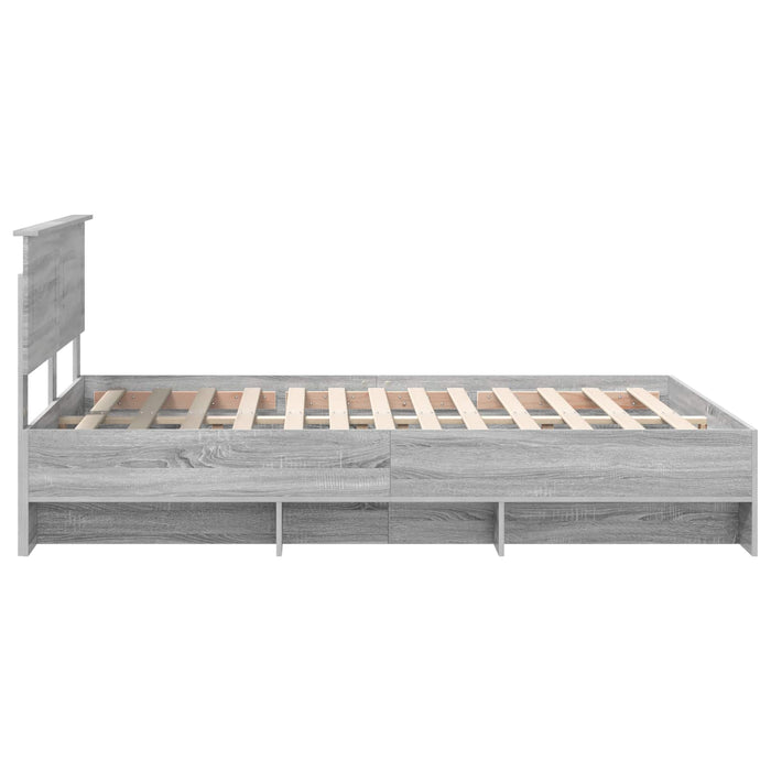 Cadru de pat cu headboard Gri Sonoma 140 x 200 cm Lemn compozit - WALTI WALTI