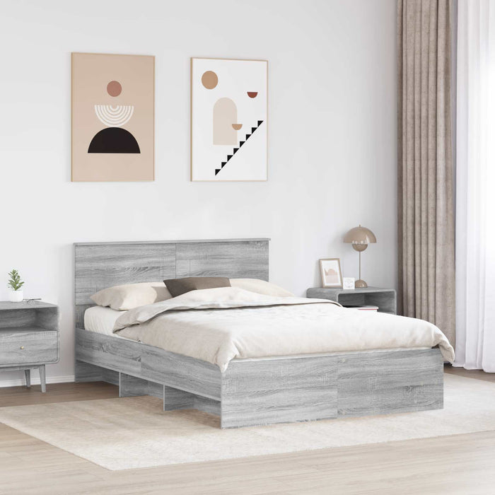 Cadru de pat cu headboard Gri Sonoma 140 x 200 cm Lemn compozit - WALTI WALTI