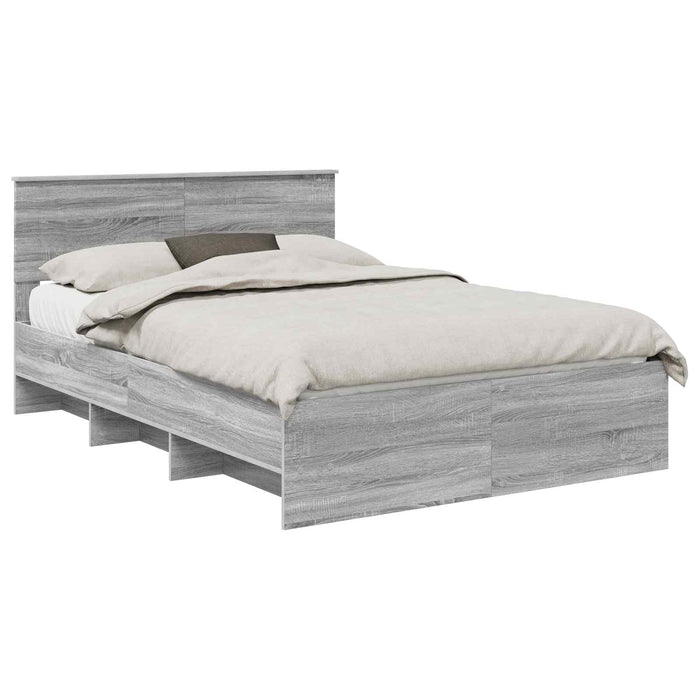 Cadru de pat cu headboard Gri Sonoma 140 x 200 cm Lemn compozit - WALTI WALTI