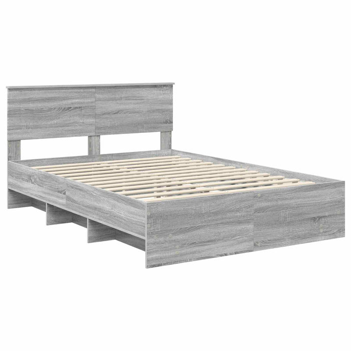 Cadru de pat cu headboard Gri Sonoma 140 x 200 cm Lemn compozit - WALTI WALTI
