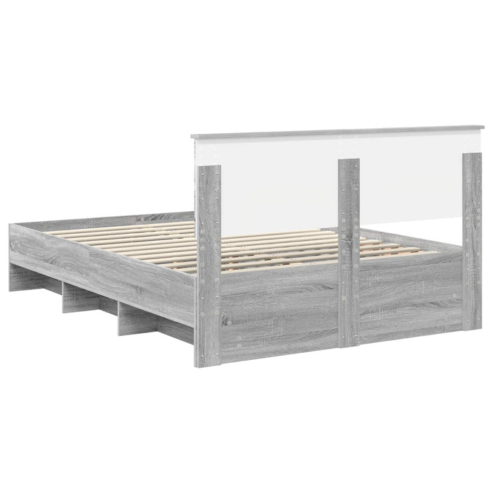 Cadru de pat cu headboard Gri Sonoma 140 x 200 cm Lemn compozit - WALTI WALTI