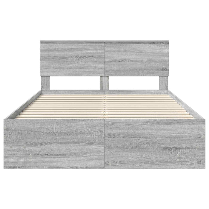 Cadru de pat cu headboard Gri Sonoma 140 x 200 cm Lemn compozit - WALTI WALTI