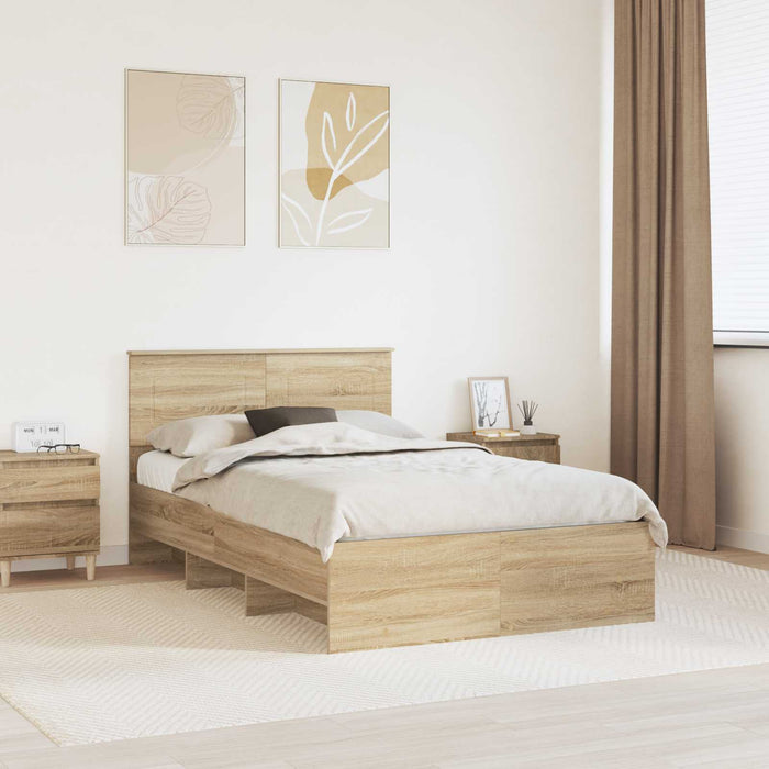 Cadru de pat Stejar Sonoma 137 x 203 cm Lemn compozit - WALTI WALTI