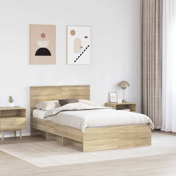 Cadru de pat Stejar Sonoma 137 x 203 cm Lemn compozit - WALTI WALTI