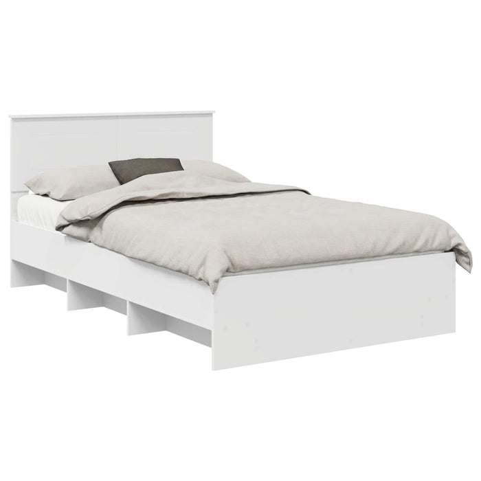 Cadru de pat cu headboard Alb 120 x 123 cm Lemn compozit - WALTI WALTI