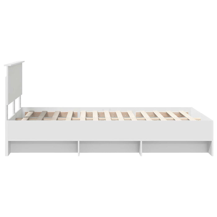 Cadru de pat cu headboard Alb 120 x 123 cm Lemn compozit - WALTI WALTI