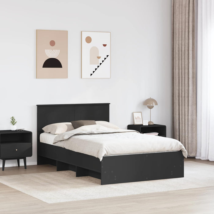 Cadru de pat cu headboard Negru 120 x 123 cm Lemn compozit - WALTI WALTI