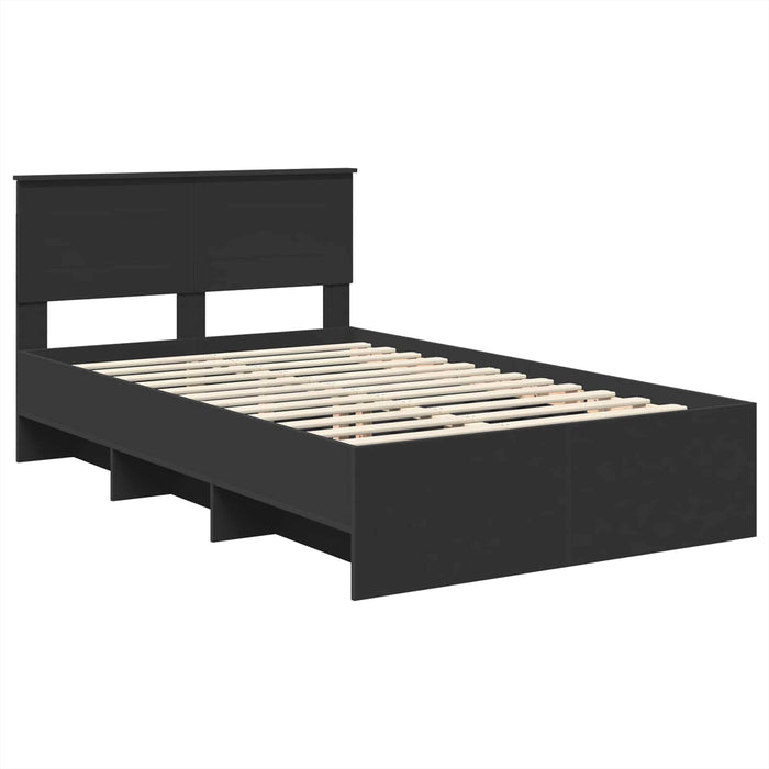 Cadru de pat cu headboard Negru 120 x 123 cm Lemn compozit - WALTI WALTI