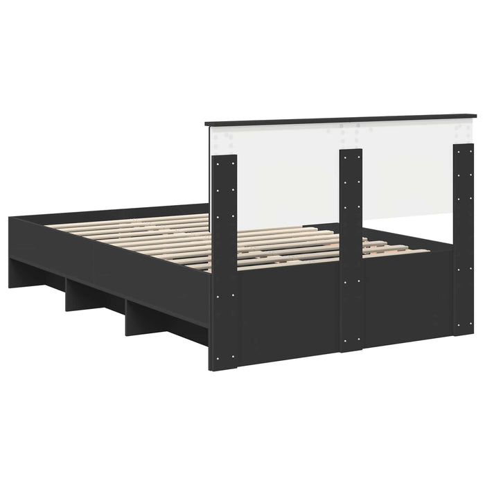 Cadru de pat cu headboard Negru 120 x 123 cm Lemn compozit - WALTI WALTI