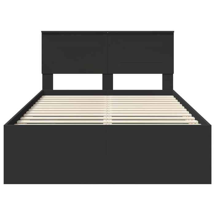 Cadru de pat cu headboard Negru 120 x 123 cm Lemn compozit - WALTI WALTI