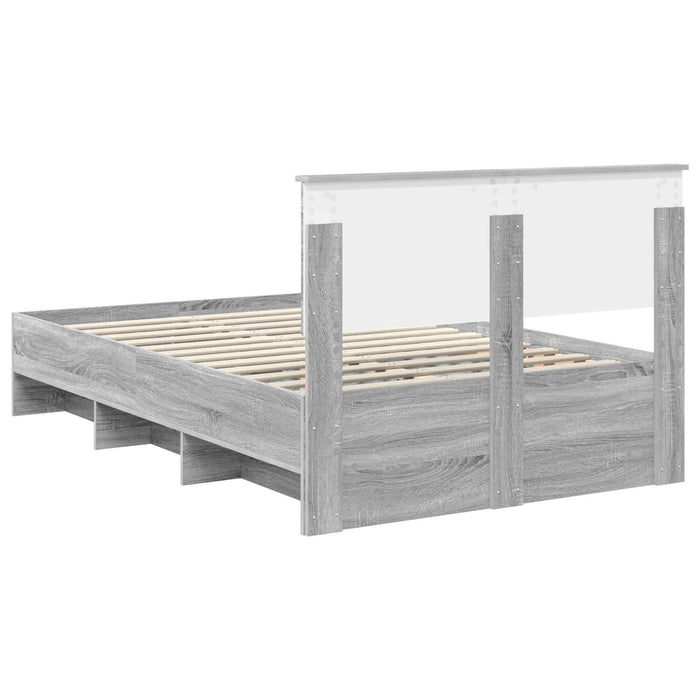 Cadru de pat cu headboard Gri Sonoma 120 x 123 cm Lemn compozit - WALTI WALTI