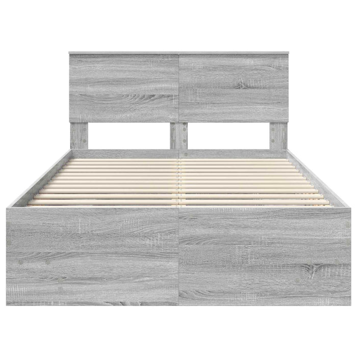 Cadru de pat cu headboard Gri Sonoma 120 x 123 cm Lemn compozit - WALTI WALTI