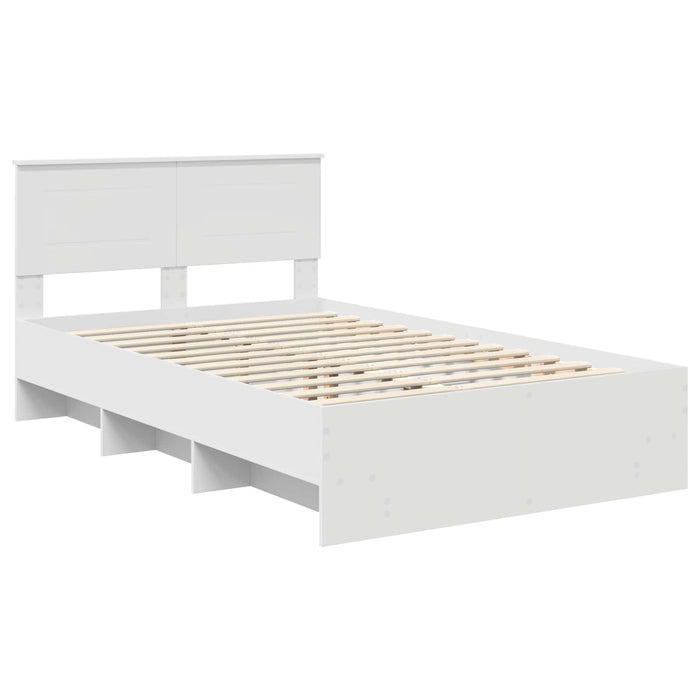 Cadru de pat cu headboard Alb 120 x 123 cm Lemn compozit - WALTI WALTI