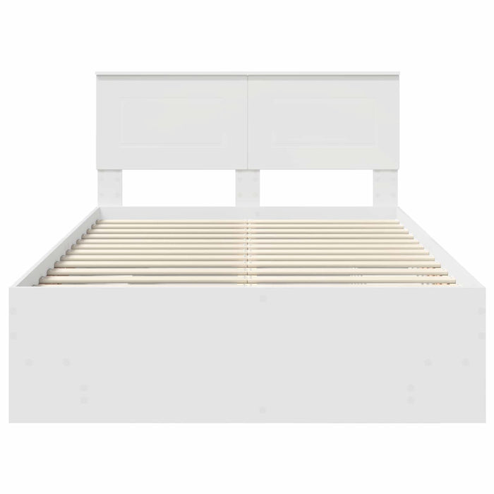 Cadru de pat cu headboard Alb 120 x 123 cm Lemn compozit - WALTI WALTI