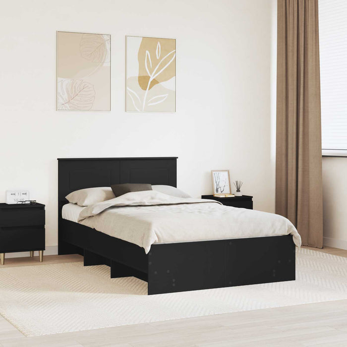 Cadru de pat cu headboard Negru 120 x 123 cm Lemn compozit - WALTI WALTI