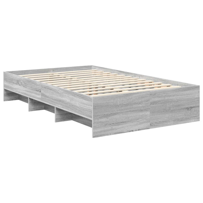 Cadru de pat cu headboard Gri Sonoma 120 x 123 cm Lemn compozit - WALTI WALTI
