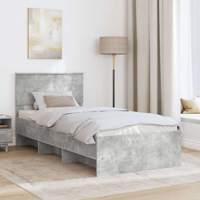 Cadru de pat Gri din beton 120 x 123 cm Lemn compozit - WALTI WALTI
