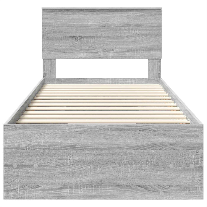 Cadru de pat cu headboard Gri Sonoma 120 x 123 cm Lemn compozit - WALTI WALTI