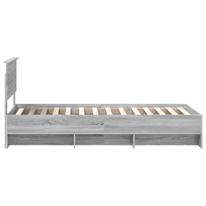 Cadru de pat cu headboard Gri Sonoma 120 x 123 cm Lemn compozit - WALTI WALTI