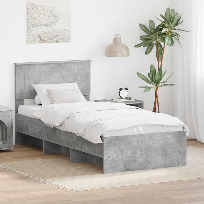 Cadru de pat Gri din beton 90 x 200 cm Lemn compozit - WALTI WALTI