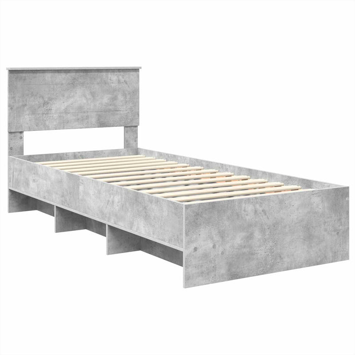 Cadru de pat Gri din beton 90 x 200 cm Lemn compozit - WALTI WALTI
