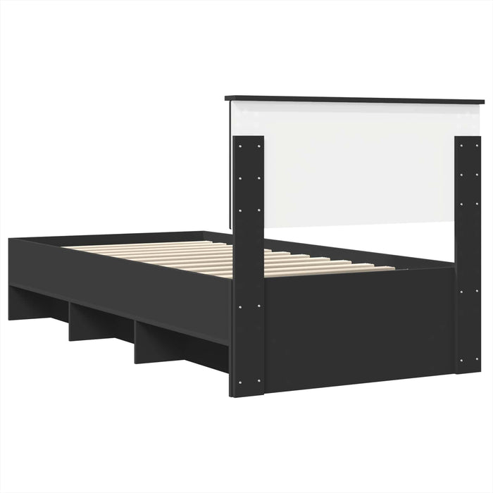 Cadru de pat cu headboard Negru 90 x 200 cm Lemn compozit - WALTI WALTI