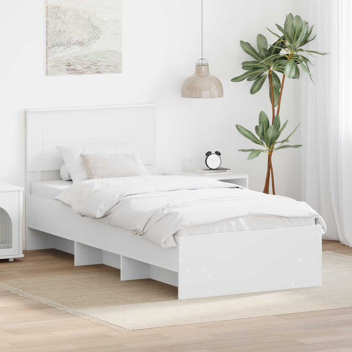 Cadru de pat cu headboard Alb 80 x 200 cm Lemn compozit - WALTI WALTI
