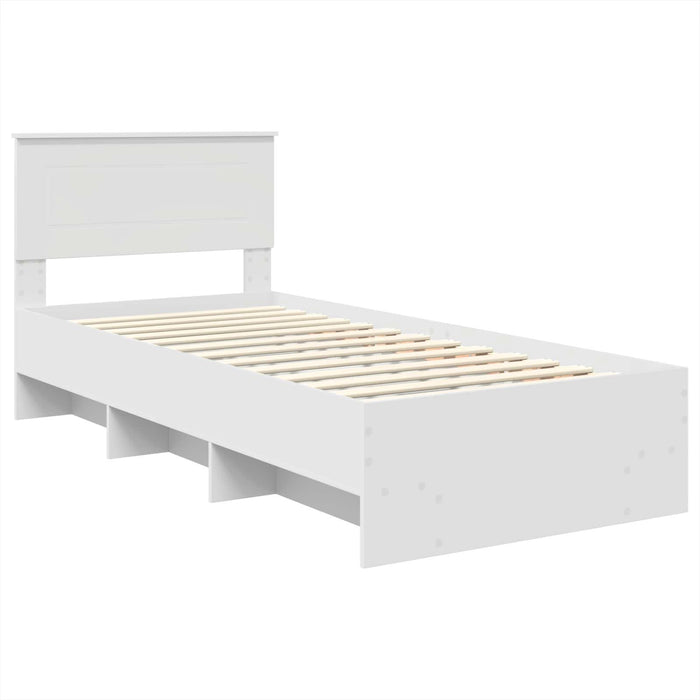 Cadru de pat cu headboard Alb 80 x 200 cm Lemn compozit - WALTI WALTI