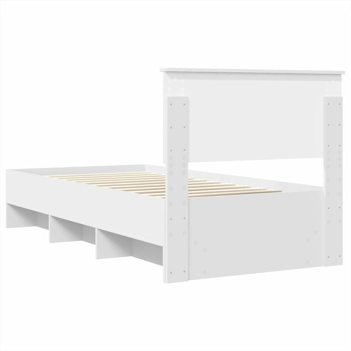 Cadru de pat cu headboard Alb 80 x 200 cm Lemn compozit - WALTI WALTI