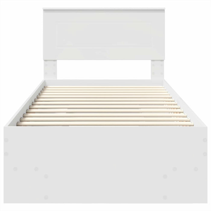 Cadru de pat cu headboard Alb 80 x 200 cm Lemn compozit - WALTI WALTI