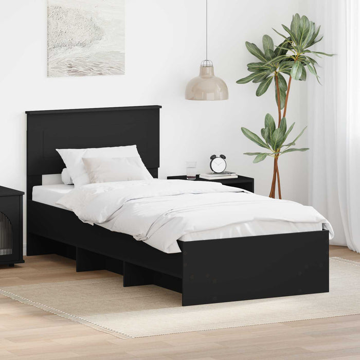 Cadru de pat cu headboard Negru 80 x 200 cm Lemn compozit - WALTI WALTI