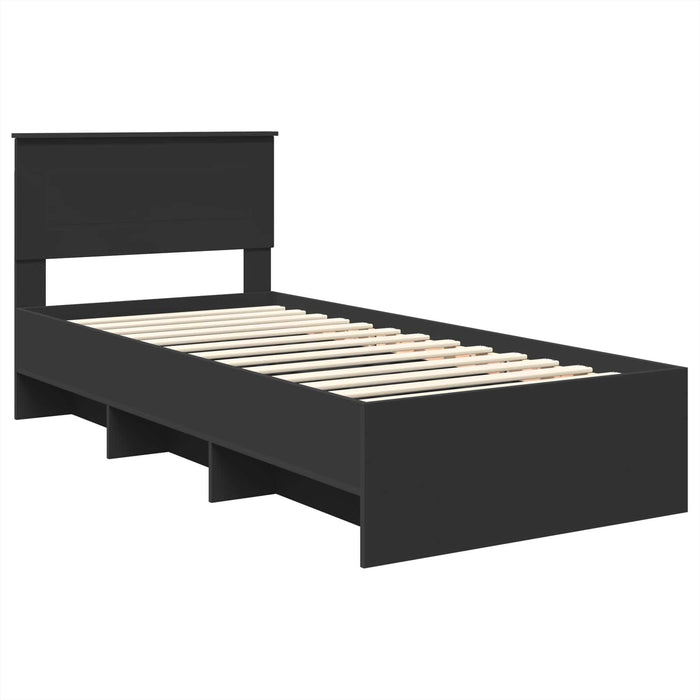 Cadru de pat cu headboard Negru 80 x 200 cm Lemn compozit - WALTI WALTI