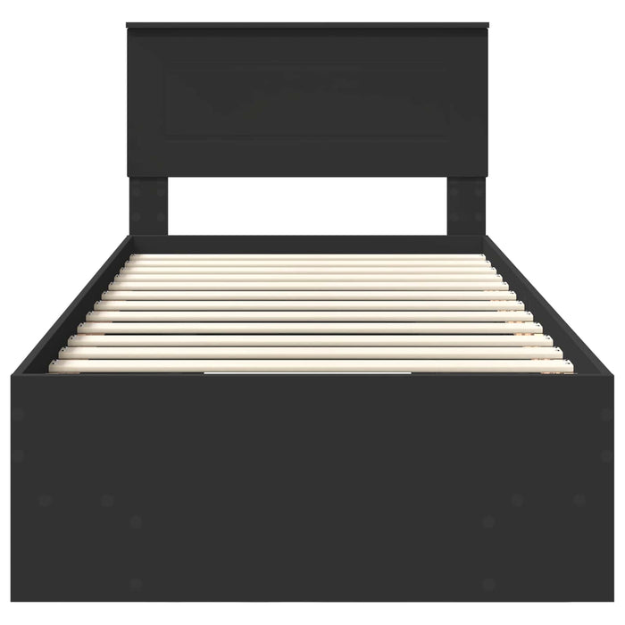 Cadru de pat cu headboard Negru 80 x 200 cm Lemn compozit - WALTI WALTI