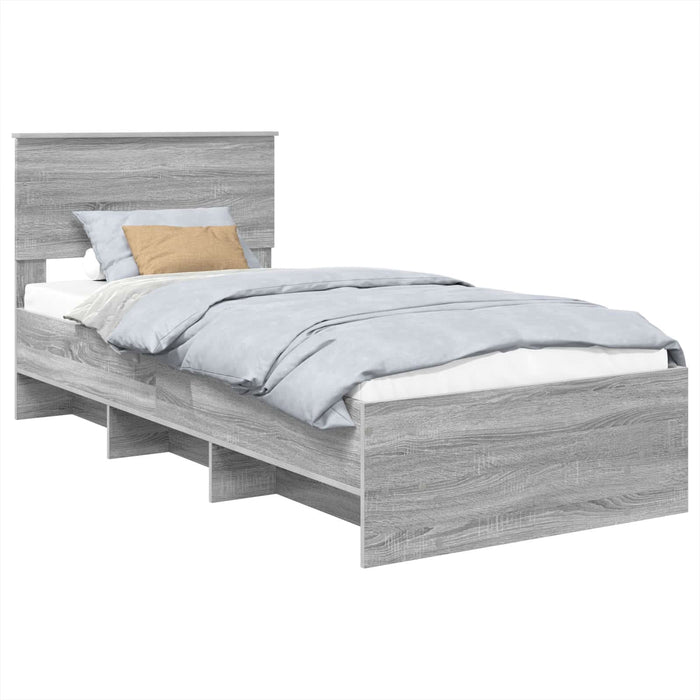 Cadru de pat cu headboard Gri Sonoma 80 x 200 cm Lemn compozit - WALTI WALTI