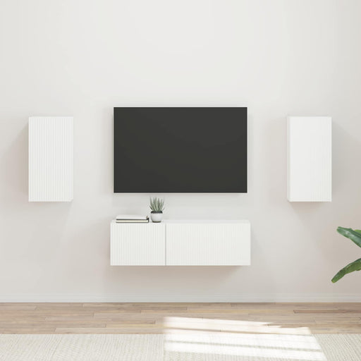 Set Dulap pentru Televizor Montat pe Perete Pe perete 4 pcs Alb - WALTI WALTI
