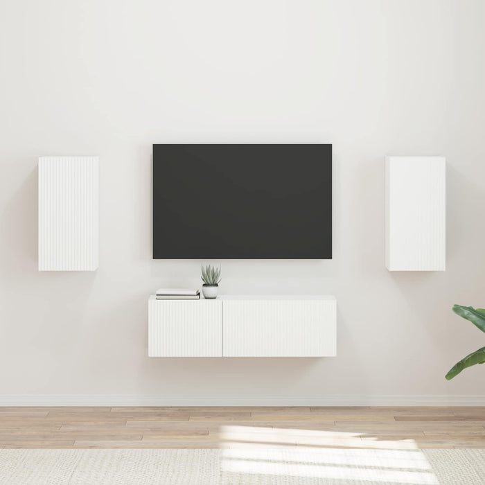 Set Dulap pentru Televizor Montat pe Perete Pe perete 4 pcs Alb - WALTI WALTI