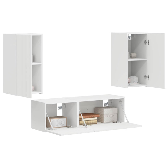 Set Dulap pentru Televizor Montat pe Perete Pe perete 4 pcs Alb - WALTI WALTI