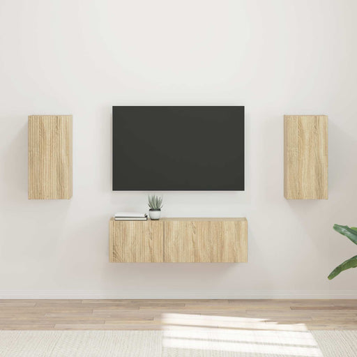 Set Dulap pentru Televizor Montat pe Perete 4 pcs Stejar Sonoma - WALTI WALTI