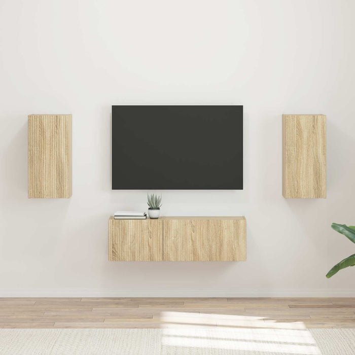 Set Dulap pentru Televizor Montat pe Perete 4 pcs Stejar Sonoma - WALTI WALTI
