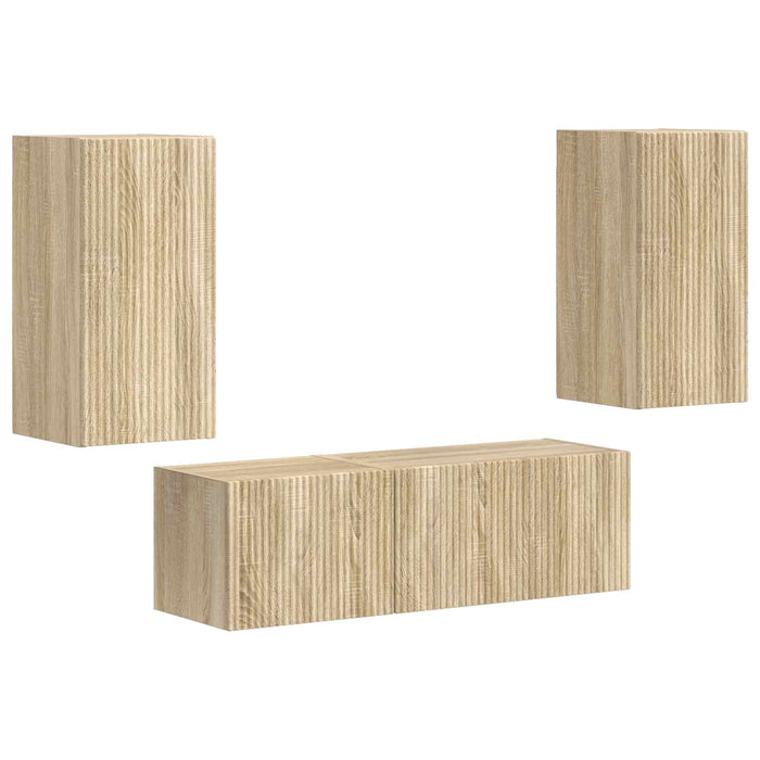 Set Dulap pentru Televizor Montat pe Perete 4 pcs Stejar Sonoma - WALTI WALTI