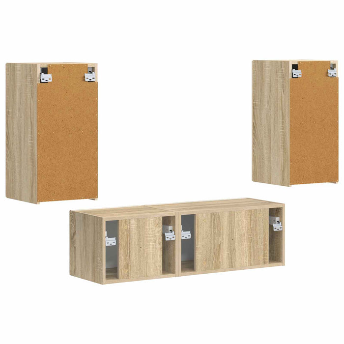 Set Dulap pentru Televizor Montat pe Perete 4 pcs Stejar Sonoma - WALTI WALTI