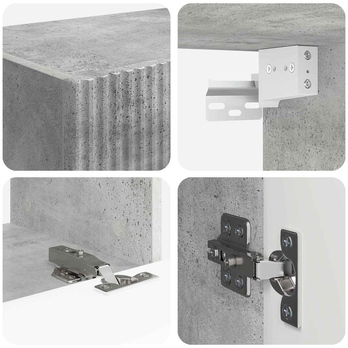 Set Dulap pentru Televizor Montat pe Perete 4 pcs Gri din beton - WALTI WALTI