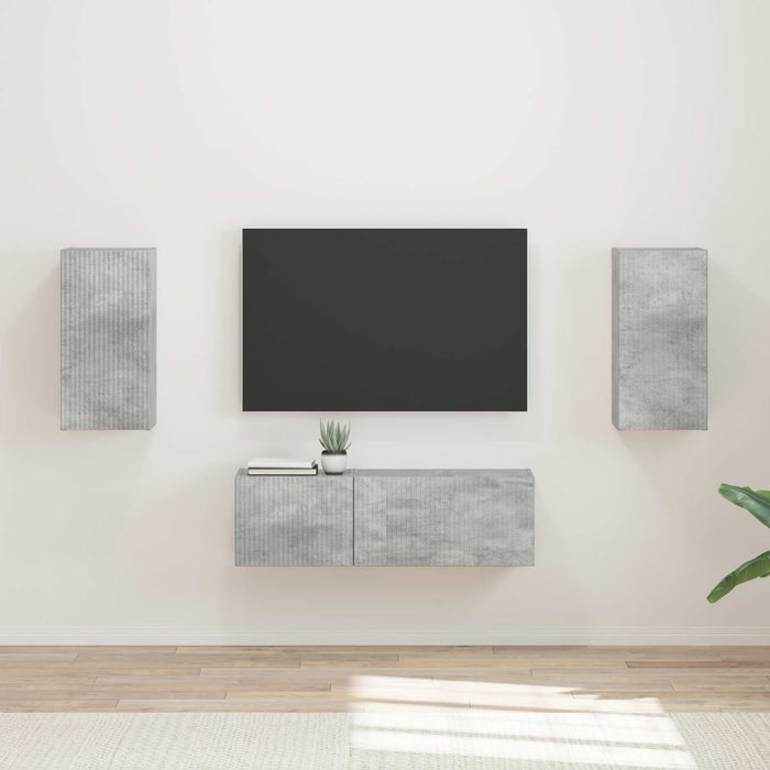 Set Dulap pentru Televizor Montat pe Perete 4 pcs Gri din beton - WALTI WALTI