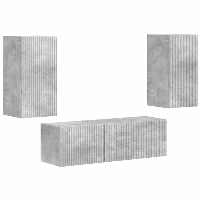 Set Dulap pentru Televizor Montat pe Perete 4 pcs Gri din beton - WALTI WALTI