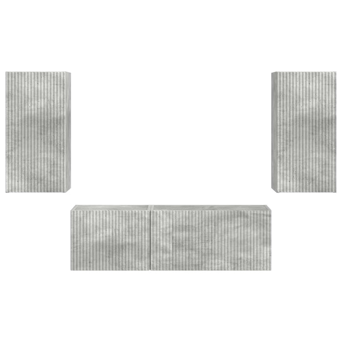 Set Dulap pentru Televizor Montat pe Perete 4 pcs Gri din beton - WALTI WALTI