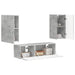 Set Dulap pentru Televizor Montat pe Perete 4 pcs Gri din beton - WALTI WALTI