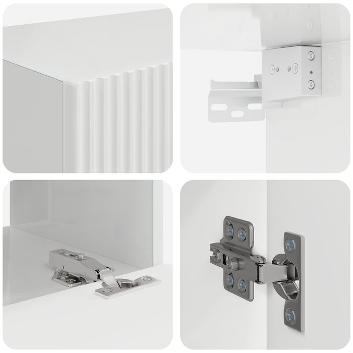 Set Dulap pentru Televizor Montat pe Perete 4 pcs Alb lucios - WALTI WALTI