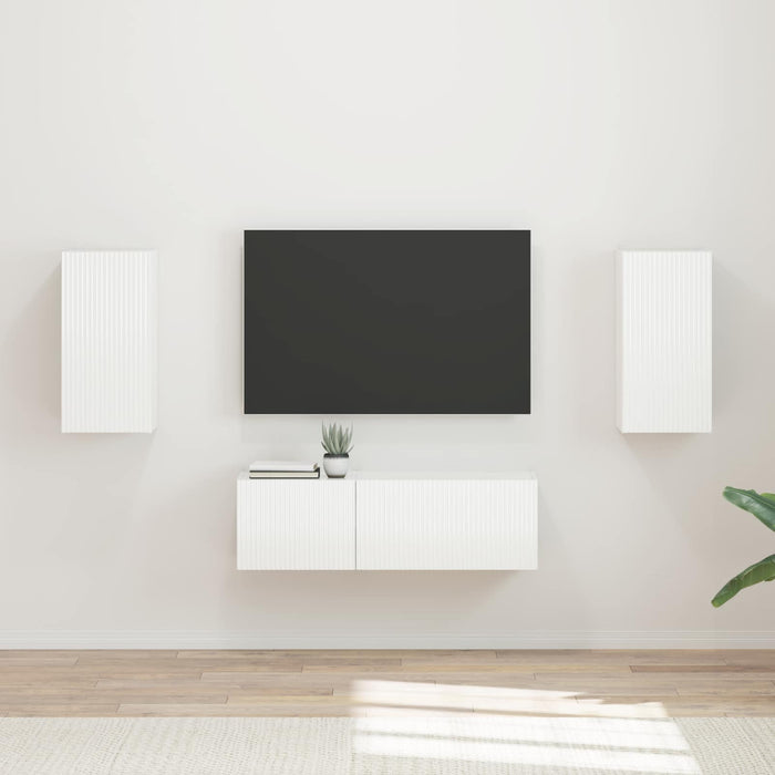 Set Dulap pentru Televizor Montat pe Perete 4 pcs Alb lucios - WALTI WALTI