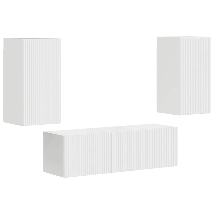 Set Dulap pentru Televizor Montat pe Perete 4 pcs Alb lucios - WALTI WALTI