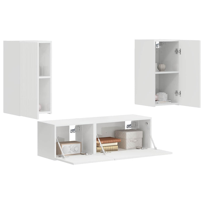 Set Dulap pentru Televizor Montat pe Perete 4 pcs Alb lucios - WALTI WALTI
